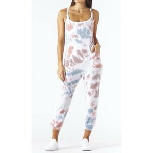 Glyder Tie Dye Jogger Jumpsuit Womens M Sleeveless Athleisure NWT